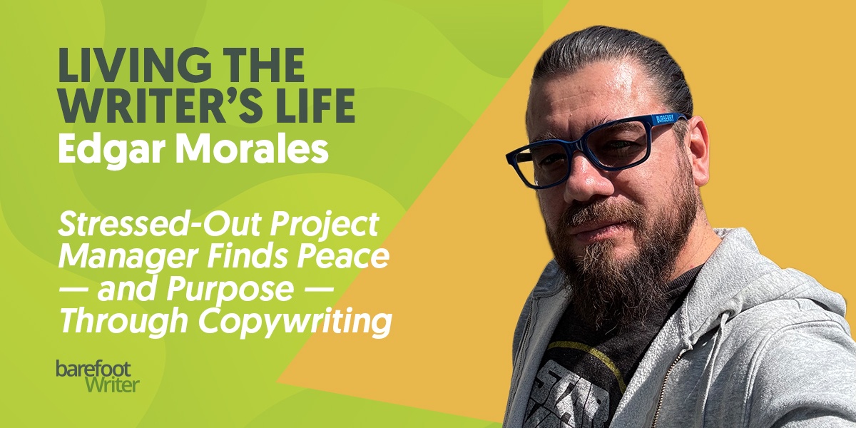 Living the writer's life banner featuring a photo of Edgar Morales